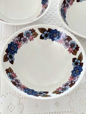 Set of 3 Vintage Ridgway Ironstone Galardia Bowls, 1970s Flower Power England